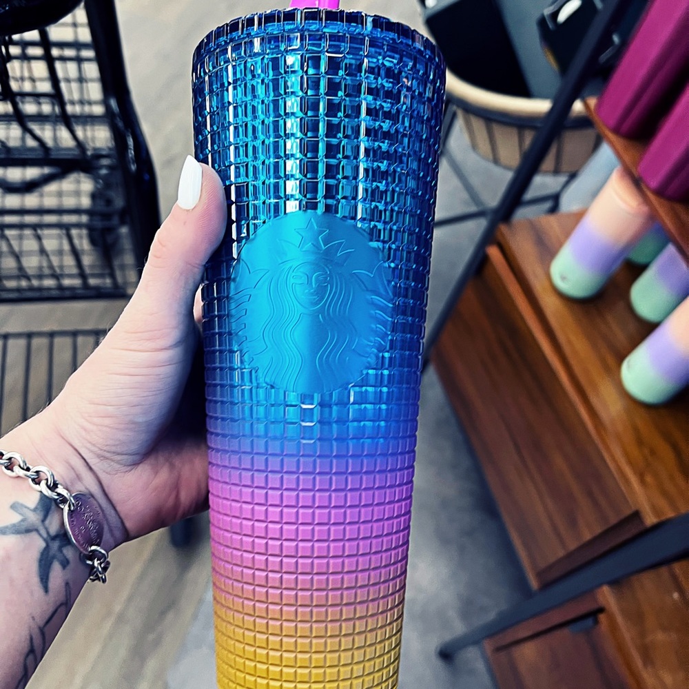 Starbucks 2023 Tim Singleton Tumbler Pride Rainbow Ombre Grid Cup Venti NEW